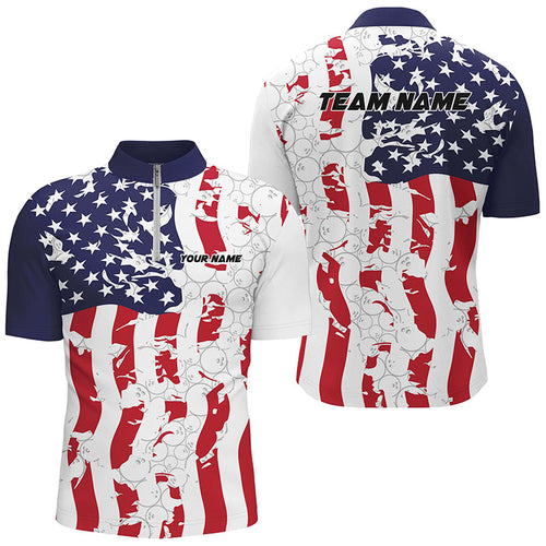 American Flag Custom Bowling Team Shirts For Men And Women, Patriotic Bowling Team Jerseys IPHW6977