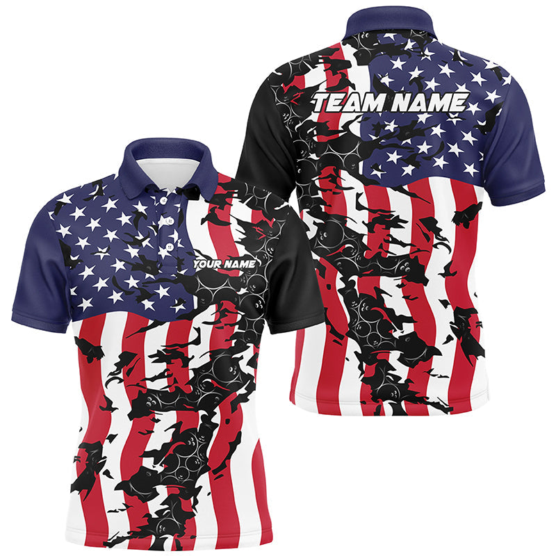 American Flag Custom Bowling Team Shirts For Men And Women, Patriotic Bowling Team Jerseys IPHW6978
