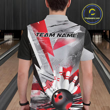 Load image into Gallery viewer, Custom Red And Gray Geometric Bowling Jerseys Bowling Team Polo Shirts For Men IPHW9508