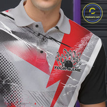 Load image into Gallery viewer, Custom Red And Gray Geometric Bowling Jerseys Bowling Team Polo Shirts For Men IPHW9508