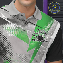 Load image into Gallery viewer, Custom Green And Gray Geometric Bowling Jerseys Bowling Team Polo Shirts For Men IPHW9510