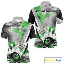 Load image into Gallery viewer, Custom Green And Gray Geometric Bowling Jerseys Bowling Team Polo Shirts For Men IPHW9510