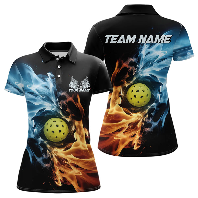 Water And Fire Custom Pickleball Polo Shirts For Women, Pickleball Team Pickleball Jerseys IPHW8198