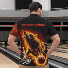 Load image into Gallery viewer, Custom Fire Flaming Wolf Bowling Quarter-Zip Shirts For Men, Wolf Bowling Tournament Shirt IPHW8427