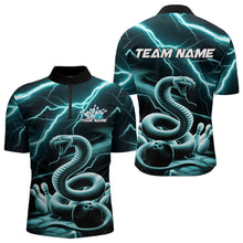 Load image into Gallery viewer, Custom Black And Blue Thunder Lightning Snake Bowling Quarter-Zip Shirts For Men, Team Outfits IPHW8647