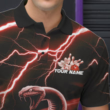 Load image into Gallery viewer, Custom Black And Red Thunder Lightning Snake Bowling Polo Shirts For Men, Team Outfits IPHW8649
