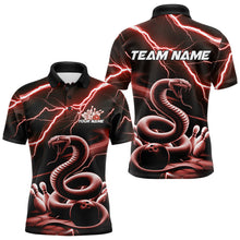 Load image into Gallery viewer, Custom Black And Red Thunder Lightning Snake Bowling Polo Shirts For Men, Team Outfits IPHW8649