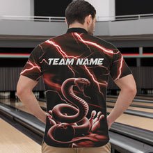 Load image into Gallery viewer, Custom Black And Red Thunder Lightning Snake Bowling Quarter-Zip Shirts For Men, Team Outfits IPHW8649