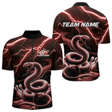 Load image into Gallery viewer, Custom Black And Red Thunder Lightning Snake Bowling Quarter-Zip Shirts For Men, Team Outfits IPHW8649