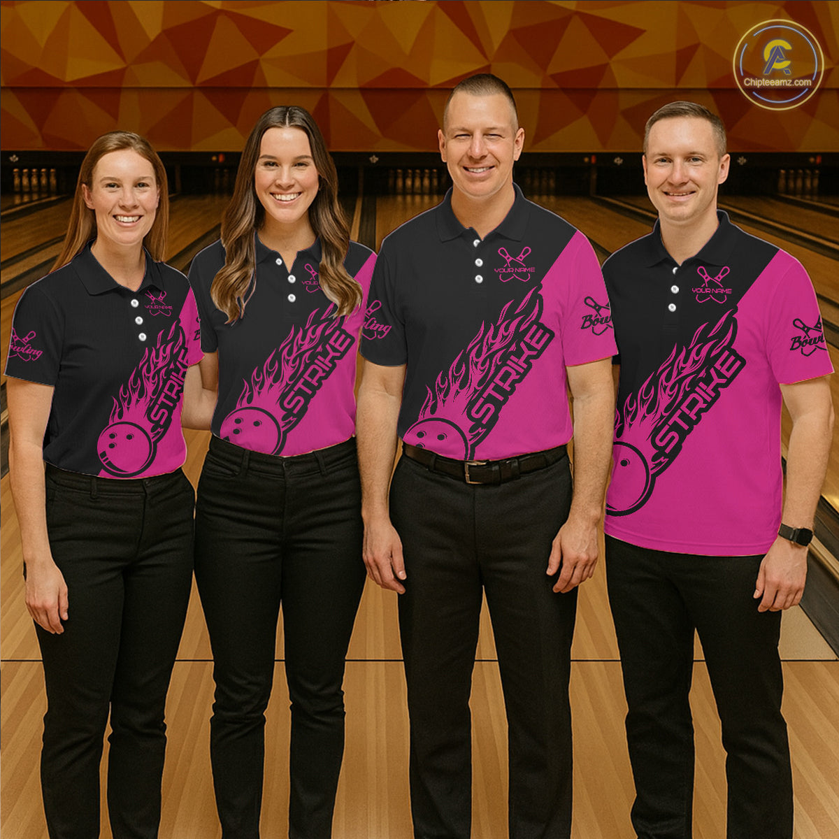 Custom Bowling Shirts For Men And Women, Bowling Team Shirts Bowling Strike | Pink IPHW4290