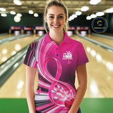 Load image into Gallery viewer, Custom Pink Ribbon Breast Cancer Awareness Bowling Polo Shirt For Women, Hope Bowling Shirt IPHW11333