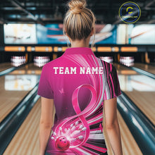 Load image into Gallery viewer, Custom Pink Ribbon Breast Cancer Awareness Bowling Polo Shirt For Women, Hope Bowling Shirt IPHW11333