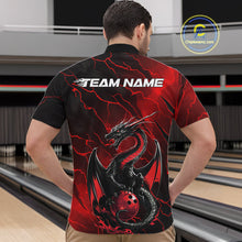 Load image into Gallery viewer, Custom Red Lightning Dragon Bowling Quarter-Zip Shirt For Men, Dragon Bowling Team Jersey IPHW9901