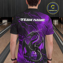 Load image into Gallery viewer, Custom Purple Lightning Dragon Bowling Polo Shirt For Men, Dragon Bowling Team Jersey IPHW9902