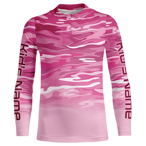 Pink Camo Custom Long Sleeve Tournament Performance Fishing Shirts For Charter Fishing Trip IPHW5797