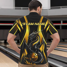 Load image into Gallery viewer, Custom Yellow Dragon Bowling Jerseys, Dragon Bowling Men Quarter-Zip Shirts Bowling League Shirt IPHW8927