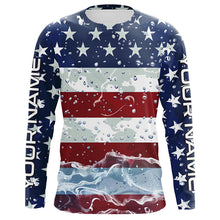 Load image into Gallery viewer, American Flag Custom Long Sleeve Uv Protection Fishing Shirts, Patriotic Fishing Jersey IPHW6850