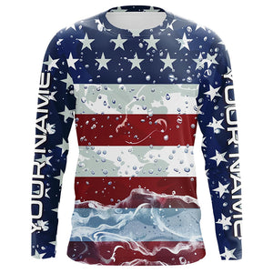 American Flag Custom Long Sleeve Uv Protection Fishing Shirts, Patriotic Fishing Jersey IPHW6850