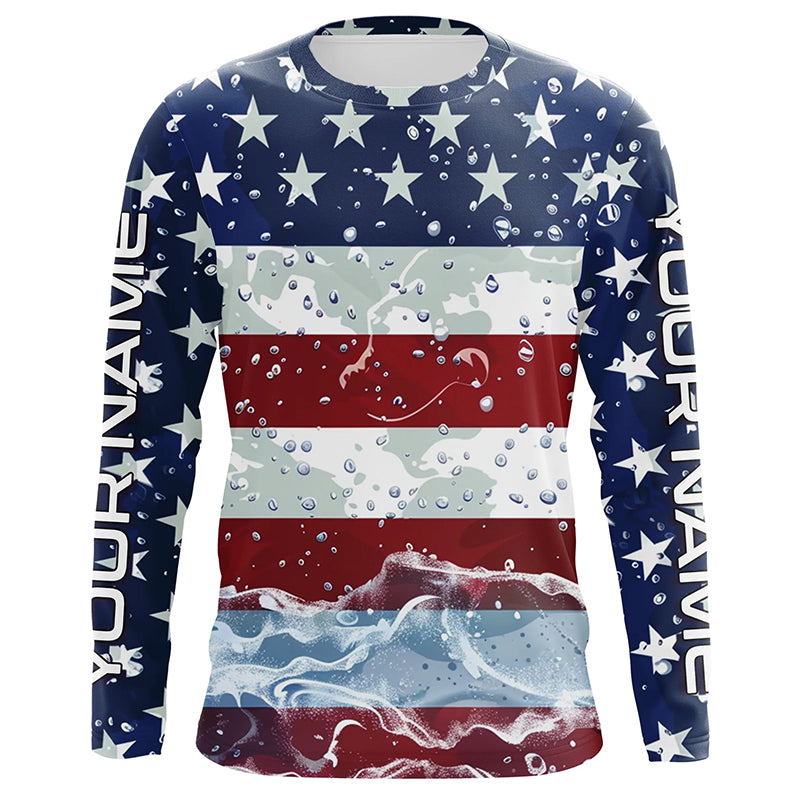 American Flag Custom Long Sleeve Uv Protection Fishing Shirts, Patriotic Fishing Jersey IPHW6850