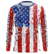 Load image into Gallery viewer, American Flag Custom Long Sleeve Uv Protection Fishing Shirts, Patriotic Fishing Jersey IPHW6851