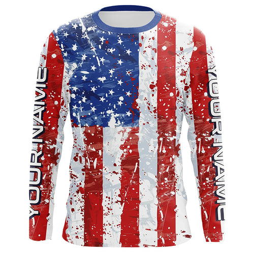 American Flag Custom Long Sleeve Uv Protection Fishing Shirts, Patriotic Fishing Jersey IPHW6851