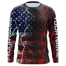 Load image into Gallery viewer, American Flag Custom Long Sleeve Uv Protection Fishing Shirts, Patriotic Fishing Jersey IPHW6852