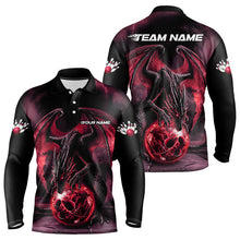 Load image into Gallery viewer, Black And Red Custom Bowling Team Shirts For Men, Dragon Bowling Uniform Bowler Outfits IPHW7991