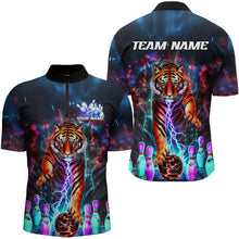 Load image into Gallery viewer, Custom Colorful Thunder Lightning Tiger Bowling Team Shirt For Men, Bowling League Shirt Outfit IPHW7996
