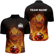 Load image into Gallery viewer, Custom Flaming Leopard Bowling Shirts For Men, Fire Bowling Team Shirt Bowler Uniform IPHW8000