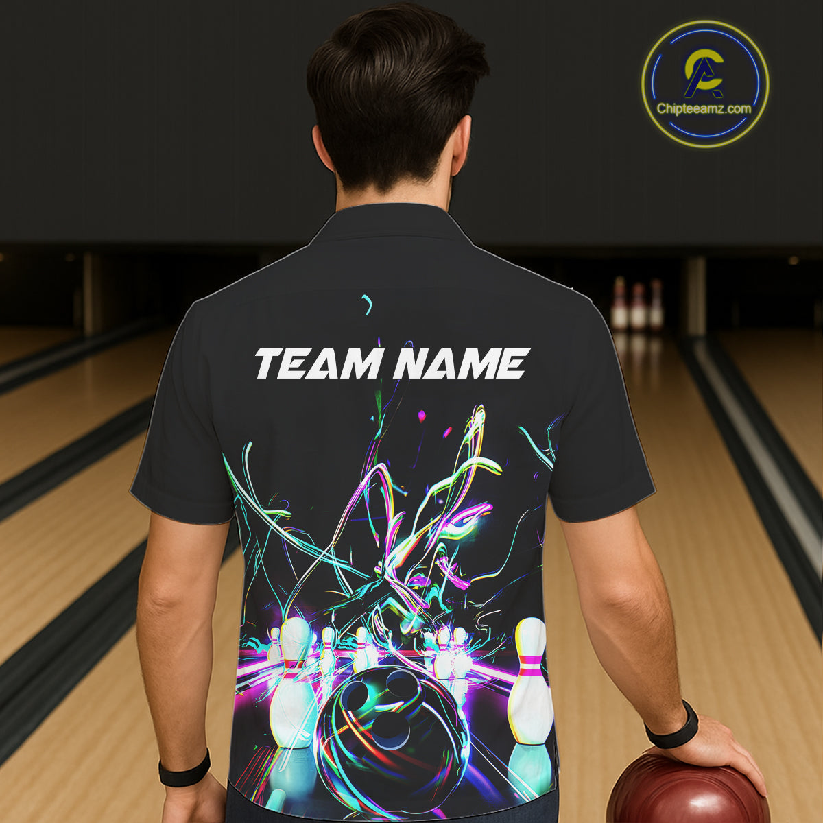 Neon Style Custom Bowling Shirts For Men, Glowing Electric Bowling Team Shirt Bowler Outfits IPHW8001