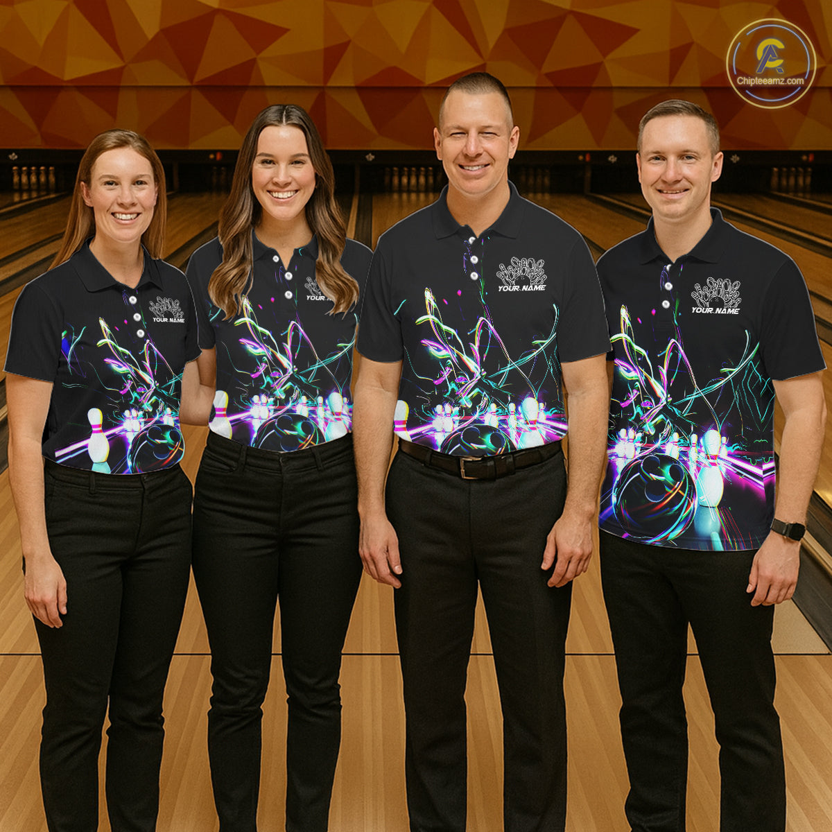 Neon Style Custom Bowling Shirts For Men, Glowing Electric Bowling Team Shirt Bowler Outfits IPHW8001