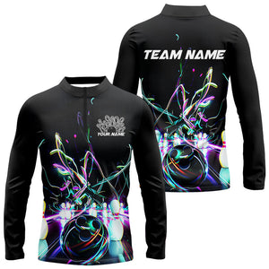 Neon Style Custom Bowling Shirts For Men, Glowing Electric Bowling Team Shirt Bowler Outfits IPHW8001