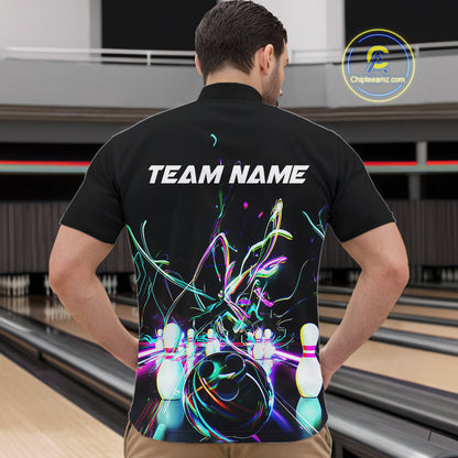 Neon Style Custom Bowling Shirts For Men, Glowing Electric Bowling Team Shirt Bowler Outfits IPHW8001