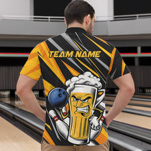 Load image into Gallery viewer, Custom Black And Yellow Funny Beer Bowling Men Quarter-Zip Shirts, Angry Beer Glass Bowling Jersey IPHW8933