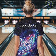 Load image into Gallery viewer, Custom Colorful Holographic Butterfly Bowling Women Shirts, Galaxy Bowling Shirt IPHW11056