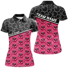 Load image into Gallery viewer, Pink Ribbons Bowling Pattern Custom Breast Cancer Awareness Bowling Shirts For Women IPHW7006