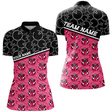 Load image into Gallery viewer, Pink Ribbons Bowling Pattern Custom Breast Cancer Awareness Bowling Shirts For Women IPHW7006
