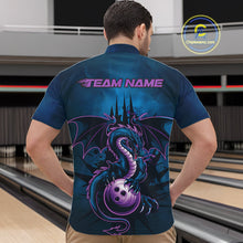Load image into Gallery viewer, Custom Blue And Purple Dragon Bowling Quarter-Zip Shirts For Men, Dragon League Team Shirt IPHW9533