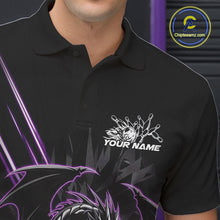 Load image into Gallery viewer, Custom Black And Purple Dragon Bowling Polo Shirts For Men, Dragon Bowling Team Shirt IPHW9538