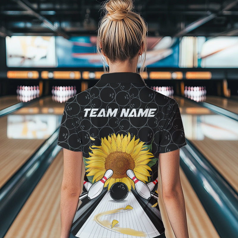 Custom Sunflower Bowling Quarter-Zip Shirts For Women, Sunflower Bowling Team Jerseys IPHW8436