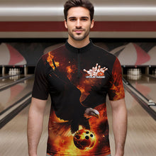 Load image into Gallery viewer, Custom Flame Eagle Bowling Quarter-Zip Shirts For Men, Ealge Bowling Team Shirt With Name IPHW8447