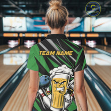 Load image into Gallery viewer, Custom Funny Green Bowling Jerseys Bowling And Beer Women Polo Shirts, Bowling Jerseys IPHW10534