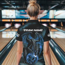 Load image into Gallery viewer, Black And Blue Custom Bowling Team Womens Quarter-Zip Shirts, Dragon Bowling League Shirts IPHW8690