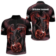 Load image into Gallery viewer, Black And Orange Custom Bowling Team Quarter-Zip Shirts For Men, Dragon Bowling League Shirts IPHW8692