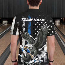 Load image into Gallery viewer, Custom Blue Line American Flag Eagle Bowling Men Polo Shirt, Patriotic US Bowling Shirt IPHW8941