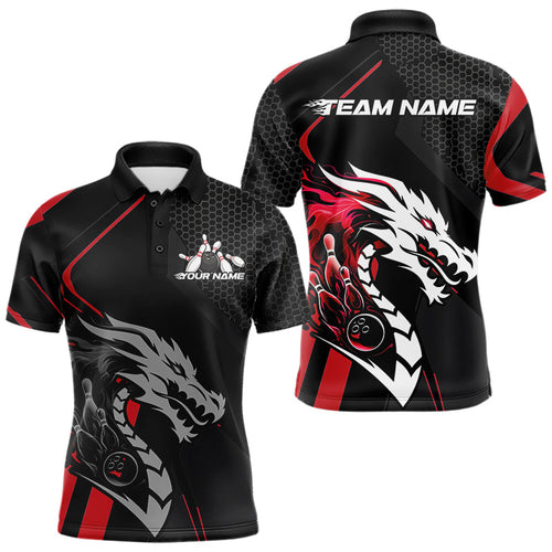 Custom Black And Red Dragon Bowling Jerseys, Bowling Team Men Polo Shirts Bowlers Outfit IPHW8701