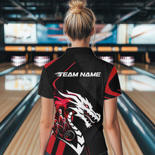 Load image into Gallery viewer, Custom Black And Red Dragon Bowling Jerseys, Bowling Team Women Quarter-Zip Shirts IPHW8701