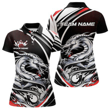 Load image into Gallery viewer, Custom Black And Red Dragon Bowling Team Polo Shirts For Women, Dragon Bowling Jerseys IPHW8705
