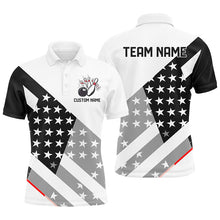 Load image into Gallery viewer, Custom Black And White American Flag Skull Bowling Shirts, Unisex Patriotic Team Bowling Jerseys IPHW6194