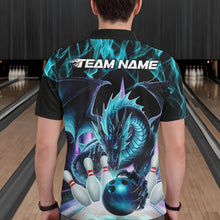 Load image into Gallery viewer, Custom Blue Flame Dragon Bowling Polo Shirts For Men, Dragon Bowling Team Jerseys IPHW8959